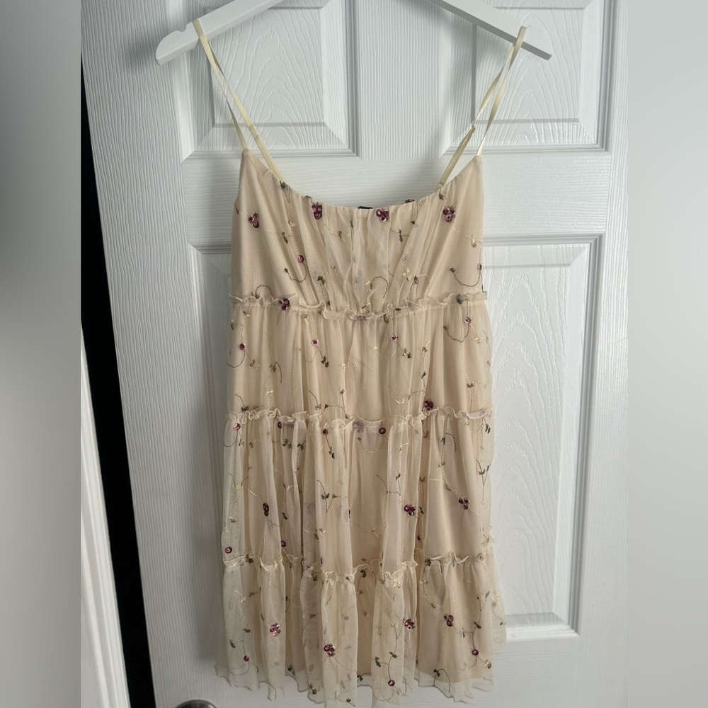 Trixxi Cream Floral Embroidered Dress